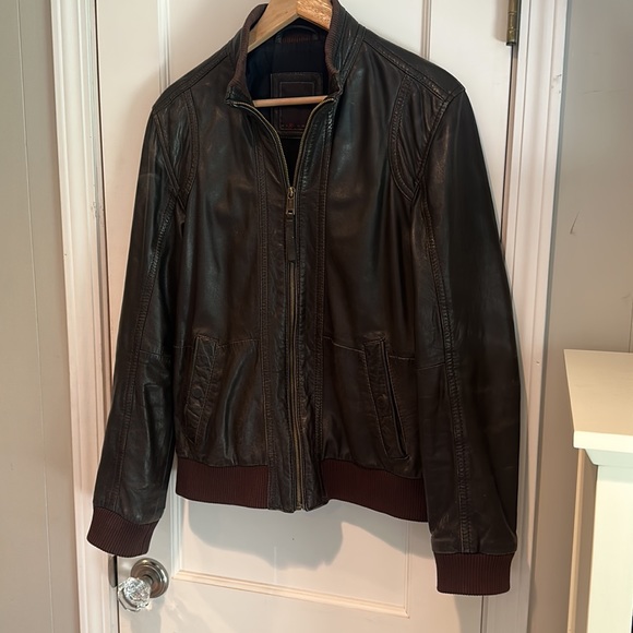 Esprit leather jacket Medium men’s brown - Picture 3 of 9